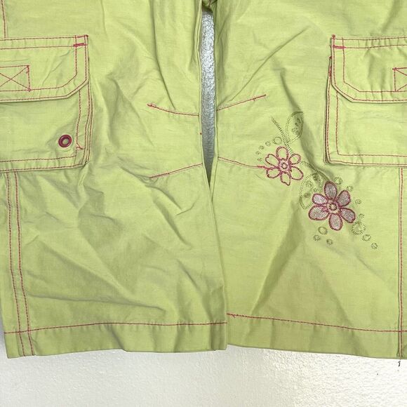 Pumpkin Patch pants Size 4 Khaki Green Pink Flowers Embroidery Easter Spring - Picture 4 of 12